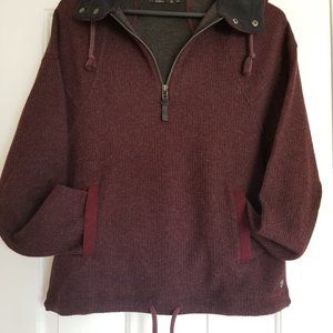 Prana Women's Quarter Zip Hooded Wool Sweater